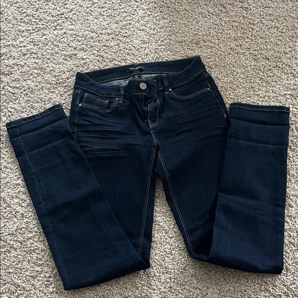 White House Black Market Dark Indigo Straight Leg Jeans